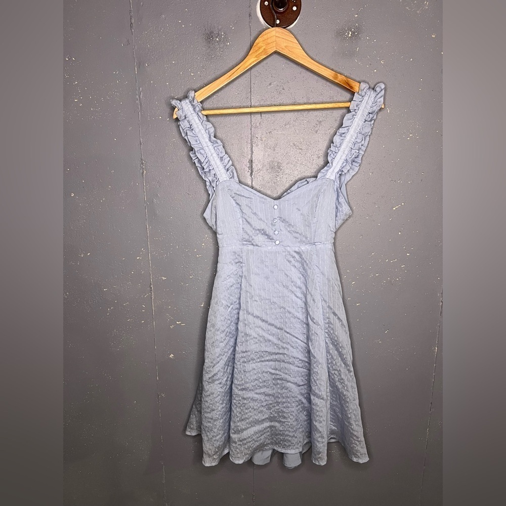 Lulus Effortlessly Darling Light Blue Tie-Back Ruffled Mini Dress (Small) - Picture 6 of 8